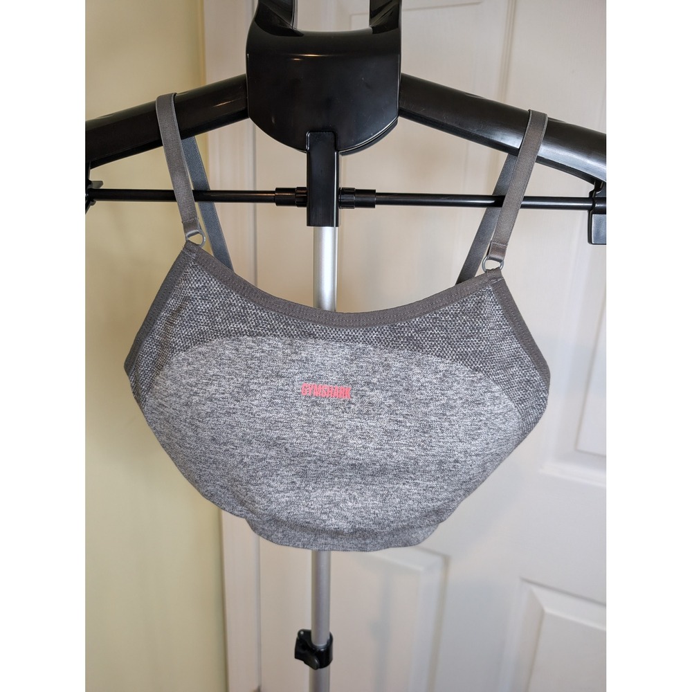 Gymshark Flex Strappy Sports Bra Womens Small Padded Seamless Adjustable Grey